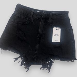 Distressed Retro High Rise Shorts